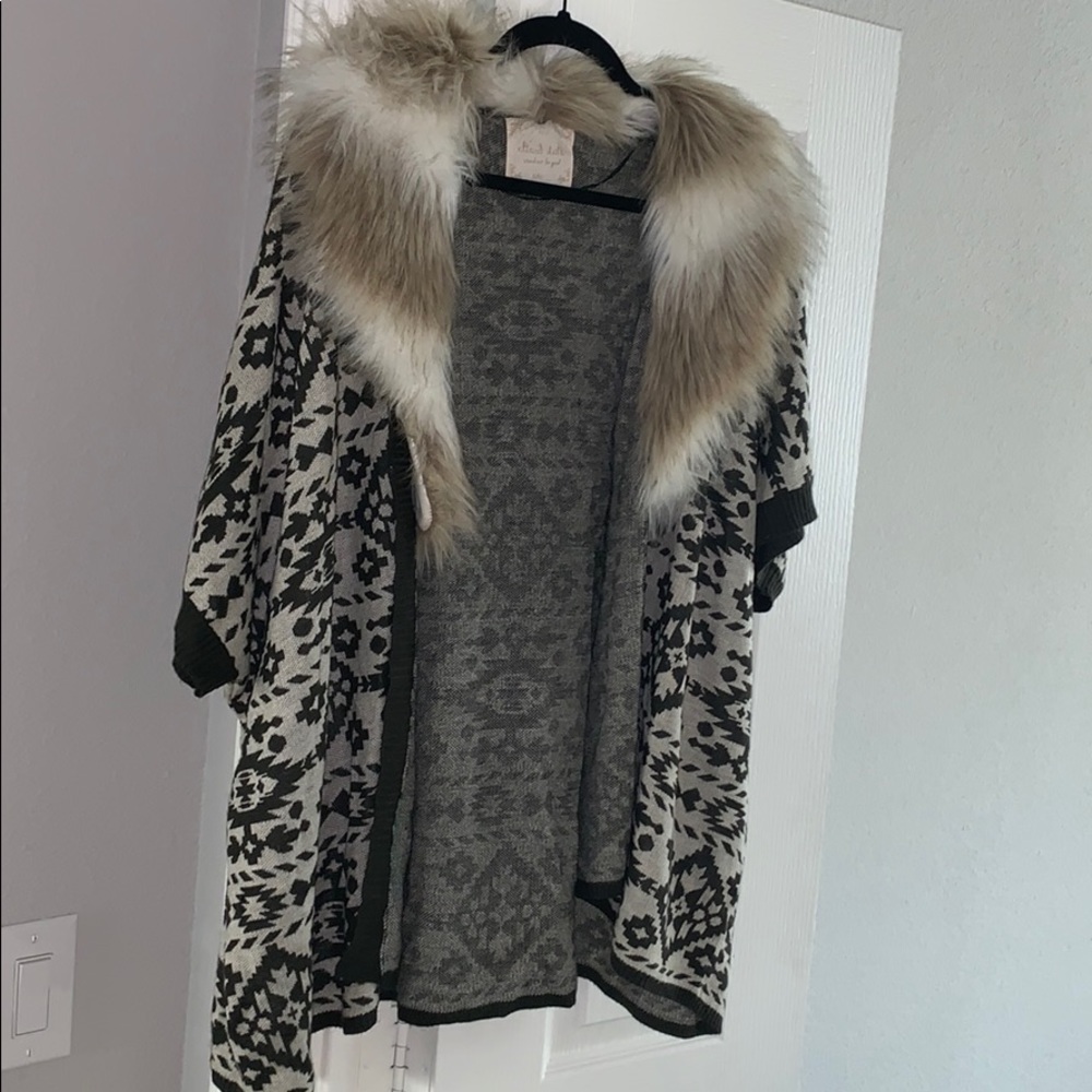 Altar’d state open cardigan with removable fur